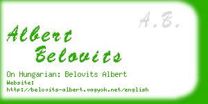 albert belovits business card